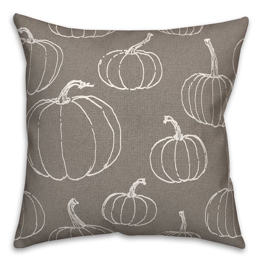 Gray Pumpkin Pattern Throw Pillow
